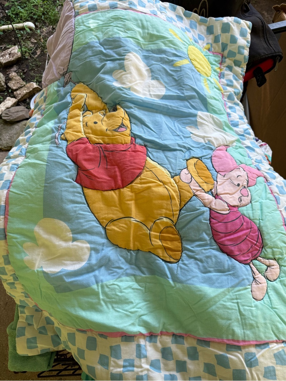 Disney Winnie the Pooh & Piglet Quilt - Blue, Yellow, Pink